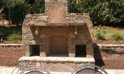 outdoor stone fireplace